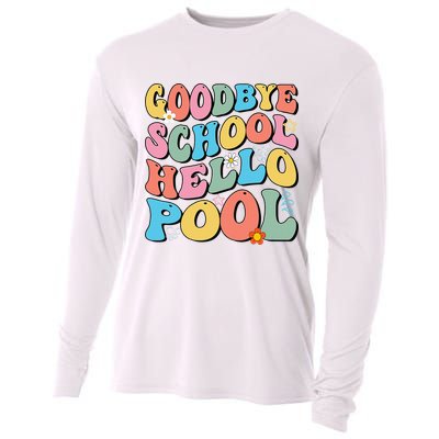 Goodbye School Hello Pool Summer Groovy Last Day Of School Cooling Performance Long Sleeve Crew