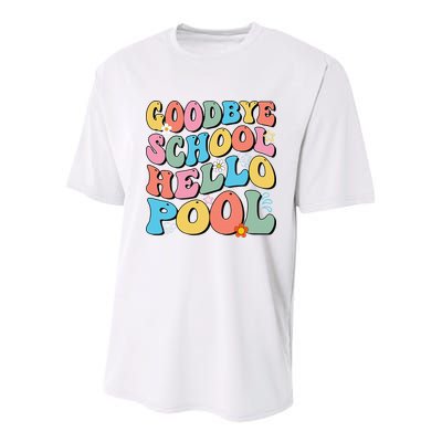 Goodbye School Hello Pool Summer Groovy Last Day Of School Youth Performance Sprint T-Shirt