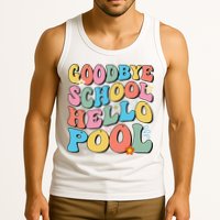 Goodbye School Hello Pool Summer Groovy Last Day Of School Tank Top