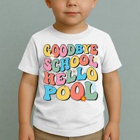 Goodbye School Hello Pool Summer Groovy Last Day Of School Toddler T-Shirt