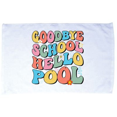 Goodbye School Hello Pool Summer Groovy Last Day Of School Microfiber Hand Towel