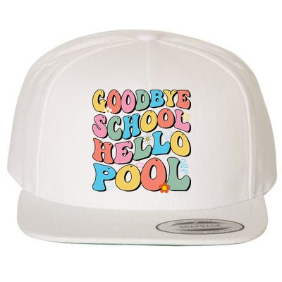 Goodbye School Hello Pool Summer Groovy Last Day Of School Wool Snapback Cap