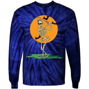 Golfing Skeleton Halloween Golf Halloween Golfer Tie-Dye Long Sleeve Shirt