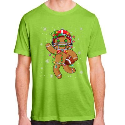 Gingerbread Santa Hat Playing Football Christmas Tree Lights Adult ChromaSoft Performance T-Shirt