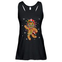 Gingerbread Santa Hat Playing Football Christmas Tree Lights Ladies Essential Flowy Tank