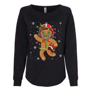 Gingerbread Santa Hat Playing Football Christmas Tree Lights Womens California Wash Sweatshirt