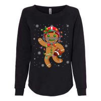 Gingerbread Santa Hat Playing Football Christmas Tree Lights Womens California Wash Sweatshirt