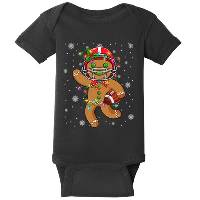 Gingerbread Santa Hat Playing Football Christmas Tree Lights Baby Bodysuit