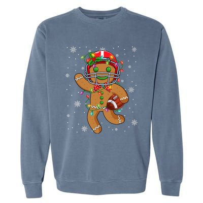 Gingerbread Santa Hat Playing Football Christmas Tree Lights Garment-Dyed Sweatshirt