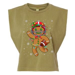 Gingerbread Santa Hat Playing Football Christmas Tree Lights Garment-Dyed Women's Muscle Tee