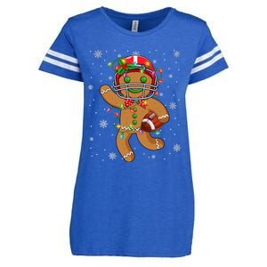 Gingerbread Santa Hat Playing Football Christmas Tree Lights Enza Ladies Jersey Football T-Shirt