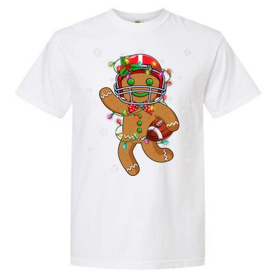 Gingerbread Santa Hat Playing Football Christmas Tree Lights Garment-Dyed Heavyweight T-Shirt