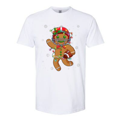 Gingerbread Santa Hat Playing Football Christmas Tree Lights Softstyle® CVC T-Shirt