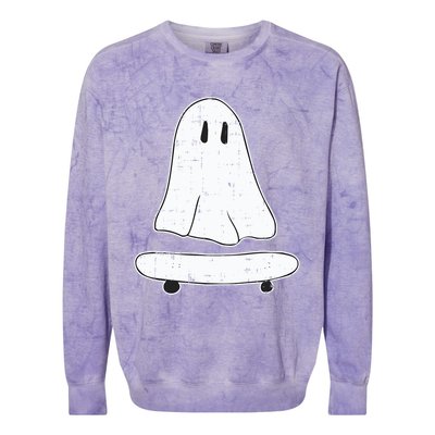 Ghost Skater Halloween Costume Spirit Ghoul SkateboardIng Great Gift Colorblast Crewneck Sweatshirt