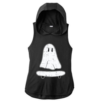 Ghost Skater Halloween Costume Spirit Ghoul SkateboardIng Great Gift Ladies PosiCharge Tri-Blend Wicking Draft Hoodie Tank