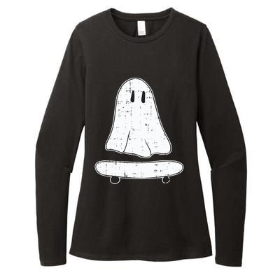 Ghost Skater Halloween Costume Spirit Ghoul SkateboardIng Great Gift Womens CVC Long Sleeve Shirt