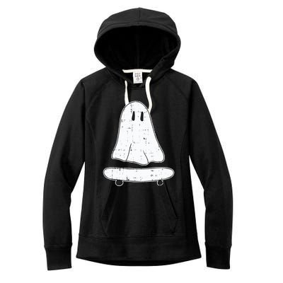 Ghost Skater Halloween Costume Spirit Ghoul SkateboardIng Great Gift Women's Fleece Hoodie