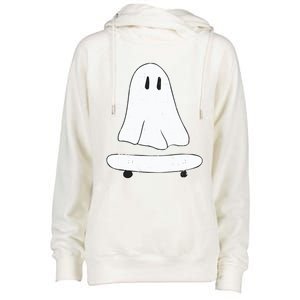 Ghost Skater Halloween Costume Spirit Ghoul SkateboardIng Great Gift Womens Funnel Neck Pullover Hood