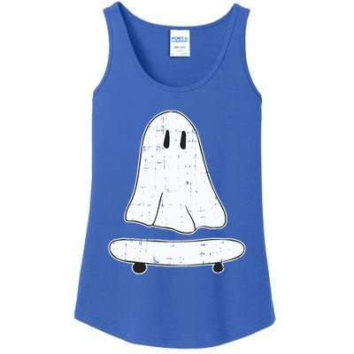 Ghost Skater Halloween Costume Spirit Ghoul SkateboardIng Great Gift Ladies Essential Tank