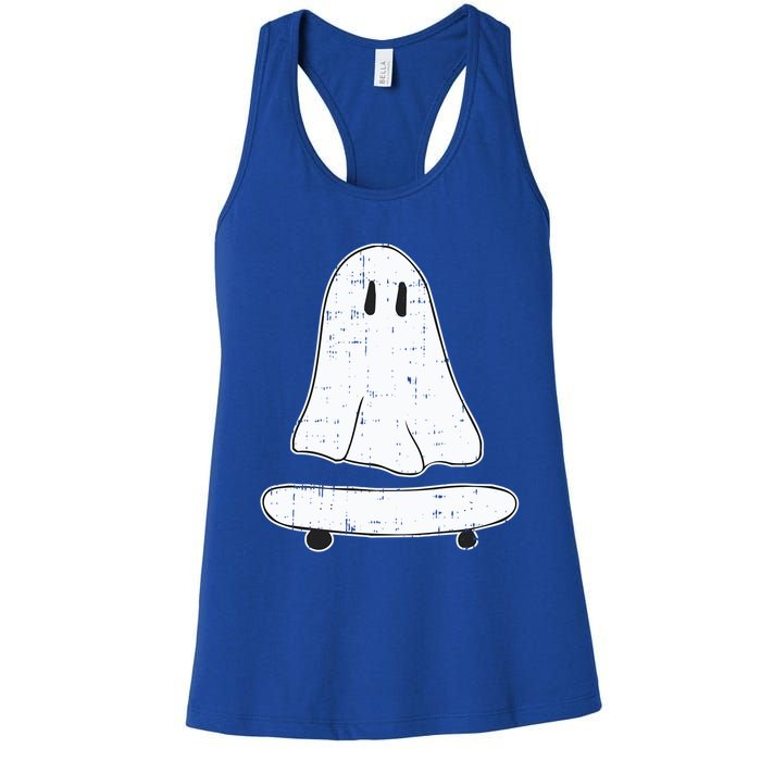 Ghost Skater Halloween Costume Spirit Ghoul SkateboardIng Great Gift Women's Racerback Tank