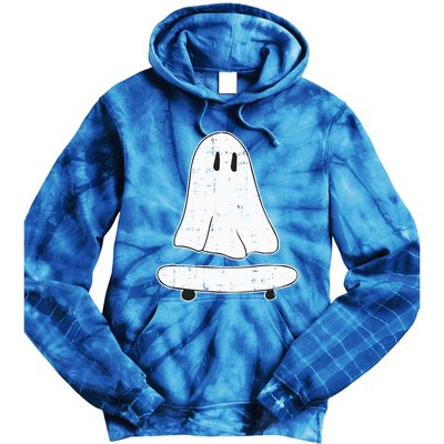 Ghost Skater Halloween Costume Spirit Ghoul SkateboardIng Great Gift Tie Dye Hoodie