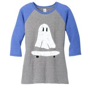 Ghost Skater Halloween Costume Spirit Ghoul SkateboardIng Great Gift Women's Tri-Blend 3/4-Sleeve Raglan Shirt