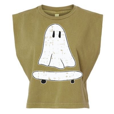 Ghost Skater Halloween Costume Spirit Ghoul SkateboardIng Great Gift Garment-Dyed Women's Muscle Tee