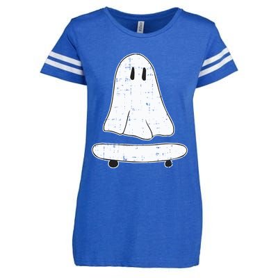 Ghost Skater Halloween Costume Spirit Ghoul SkateboardIng Great Gift Enza Ladies Jersey Football T-Shirt