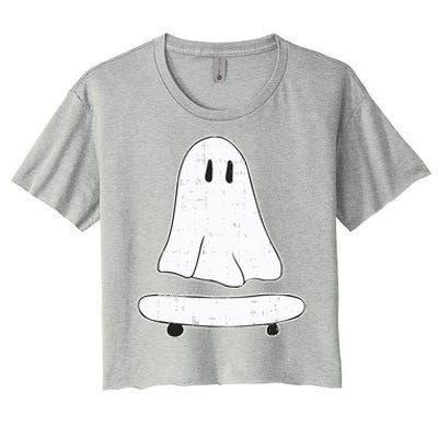 Ghost Skater Halloween Costume Spirit Ghoul SkateboardIng Great Gift Women's Crop Top Tee