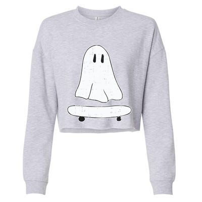 Ghost Skater Halloween Costume Spirit Ghoul SkateboardIng Great Gift Cropped Pullover Crew