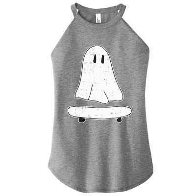 Ghost Skater Halloween Costume Spirit Ghoul SkateboardIng Great Gift Women's Perfect Tri Rocker Tank