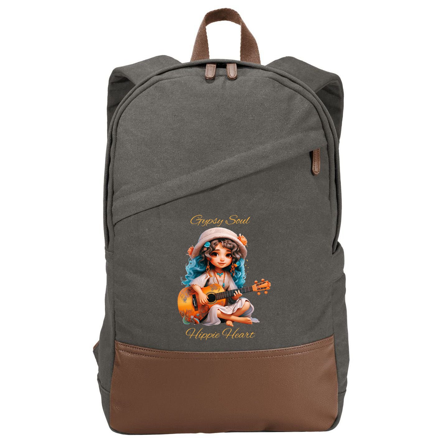 Gypsy Soul Hippie Heart Cotton Canvas Backpack