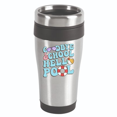 Goodbye School Hello Pool Summer Break Last Day of School 16oz Travel Tumbler