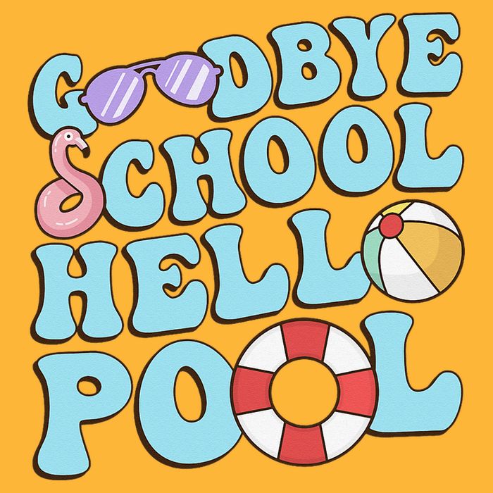 Goodbye School Hello Pool Summer Break Last Day of School Pom Pom 12in Knit Beanie