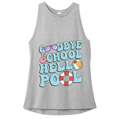 Goodbye School Hello Pool Summer Break Last Day of School Ladies PosiCharge Tri-Blend Wicking Tank