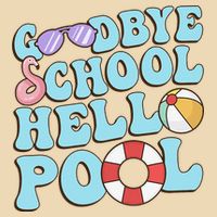 Goodbye School Hello Pool Summer Break Last Day of School Drawstring Bag