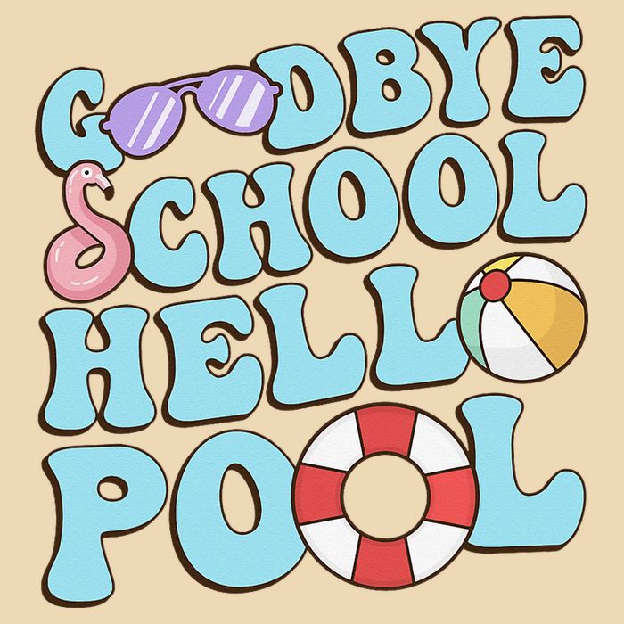 Goodbye School Hello Pool Summer Break Last Day of School Drawstring Bag