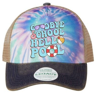 Goodbye School Hello Pool Summer Break Last Day of School Legacy Tie Dye Trucker Hat