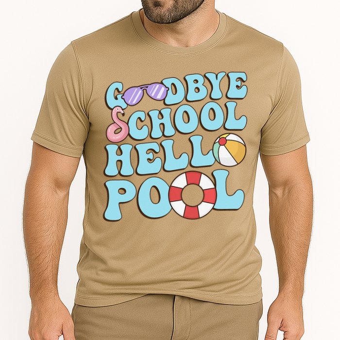 Goodbye School Hello Pool Summer Break Last Day of School Performance Shirt