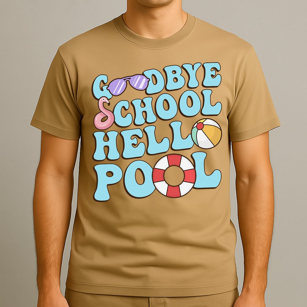 Goodbye School Hello Pool Summer Break Last Day of School T-Shirt