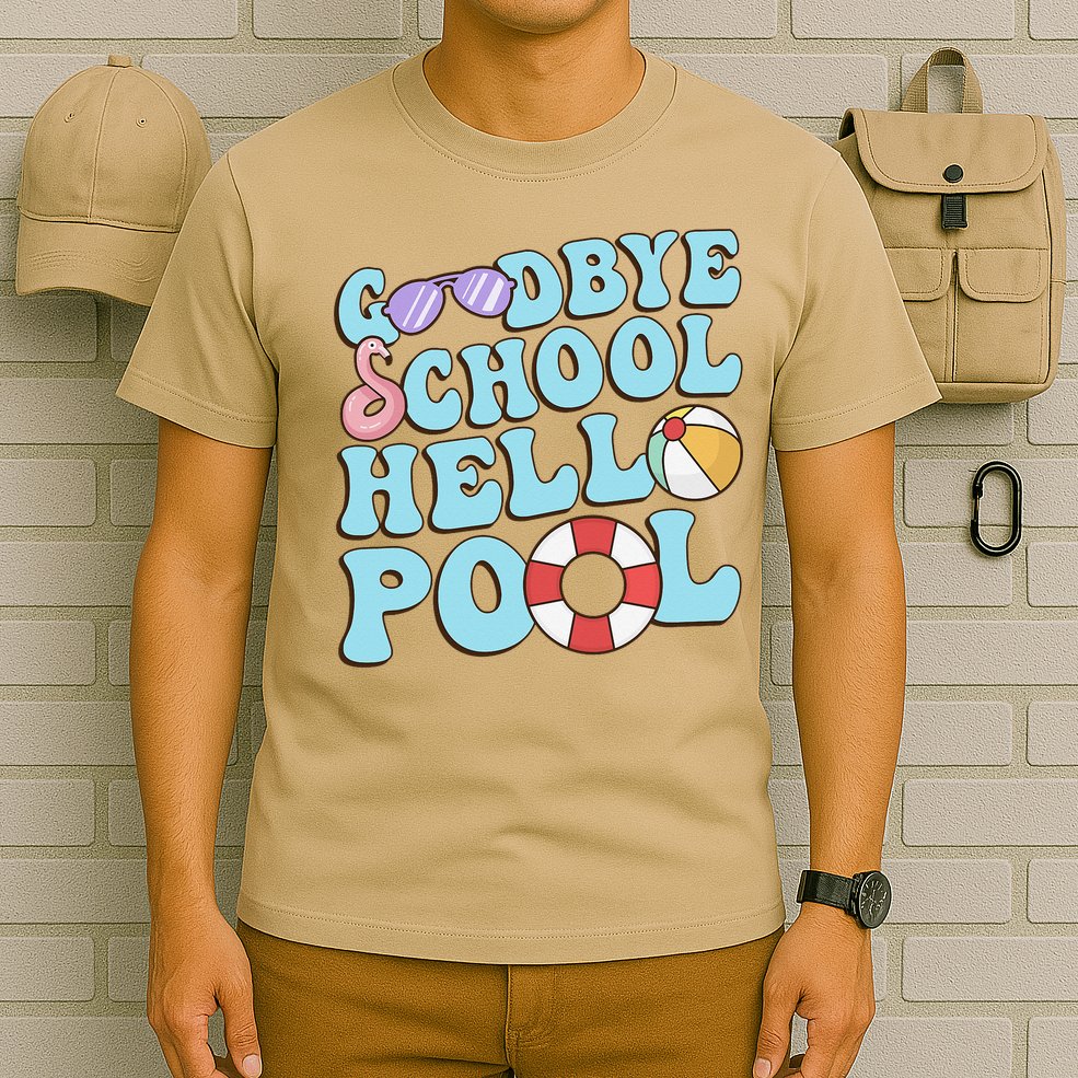 Goodbye School Hello Pool Summer Break Last Day of School T-Shirt