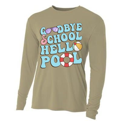 Goodbye School Hello Pool Summer Break Last Day of School Cooling Performance Long Sleeve Crew