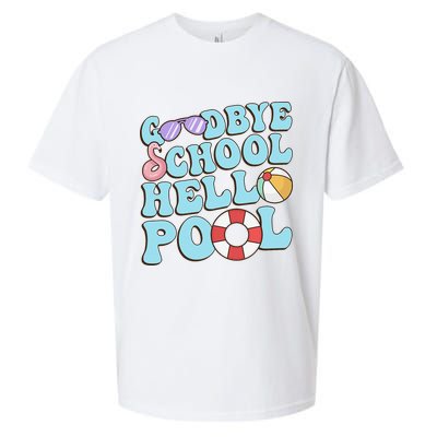 Goodbye School Hello Pool Summer Break Last Day of School Sueded Cloud Jersey T-Shirt