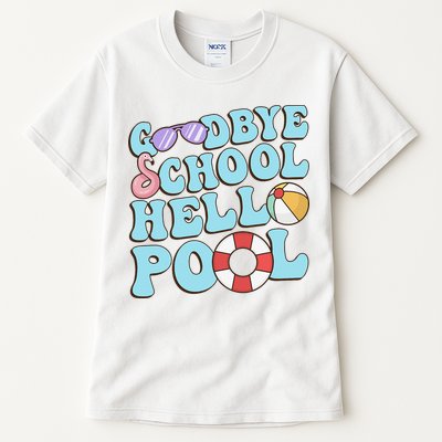Goodbye School Hello Pool Summer Break Last Day of School Tall T-Shirt