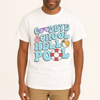 Goodbye School Hello Pool Summer Break Last Day of School Tall T-Shirt