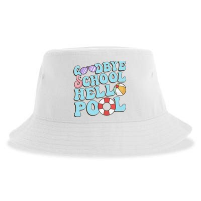 Goodbye School Hello Pool Summer Break Last Day of School Sustainable Bucket Hat