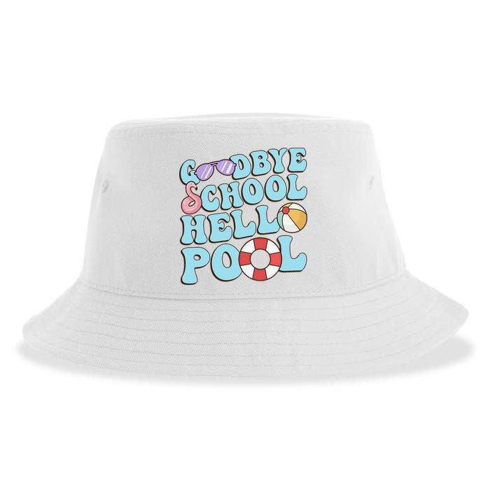 Goodbye School Hello Pool Summer Break Last Day of School Sustainable Bucket Hat