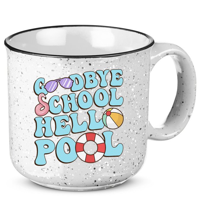 Goodbye School Hello Pool Summer Break Last Day of School 15oz Campfire Ceramic Mug