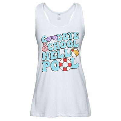 Goodbye School Hello Pool Summer Break Last Day of School Ladies Essential Flowy Tank