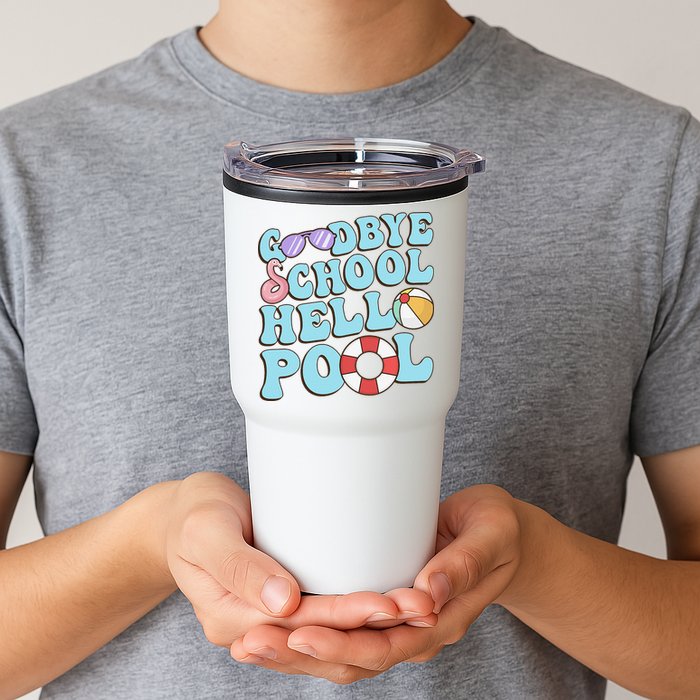 Goodbye School Hello Pool Summer Break Last Day of School Tumbler